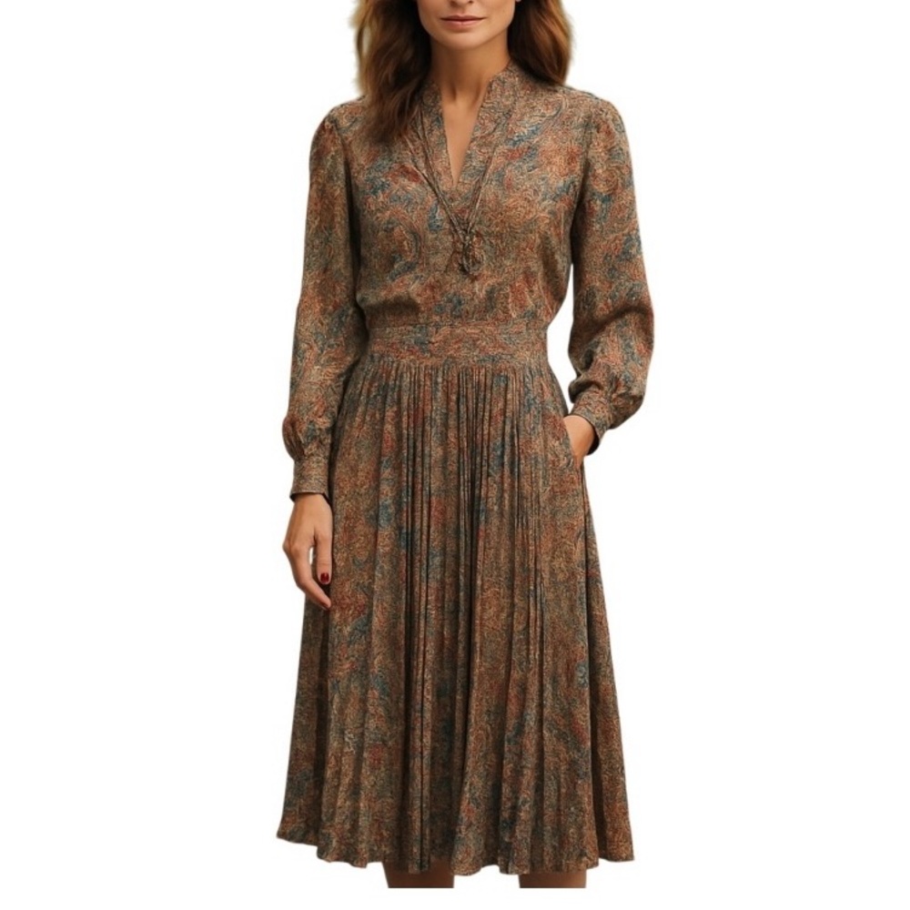 Elegant Paisley Print Dress